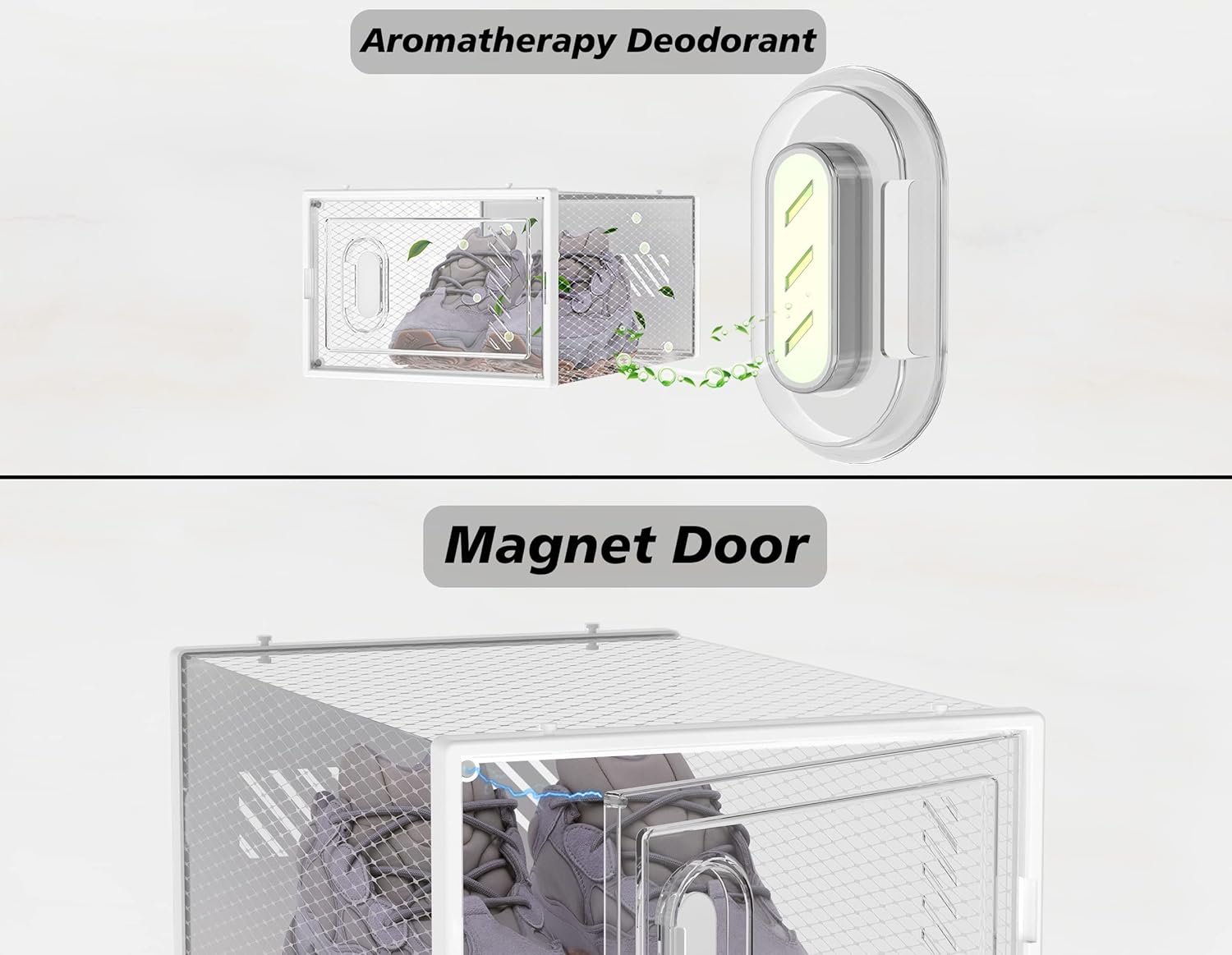 Shoe Storage, 12 Pack Shoe Organizer for Closet, Shoe Boxes Clear Plastic Stackable Shoe Containers with Lids for Size 10